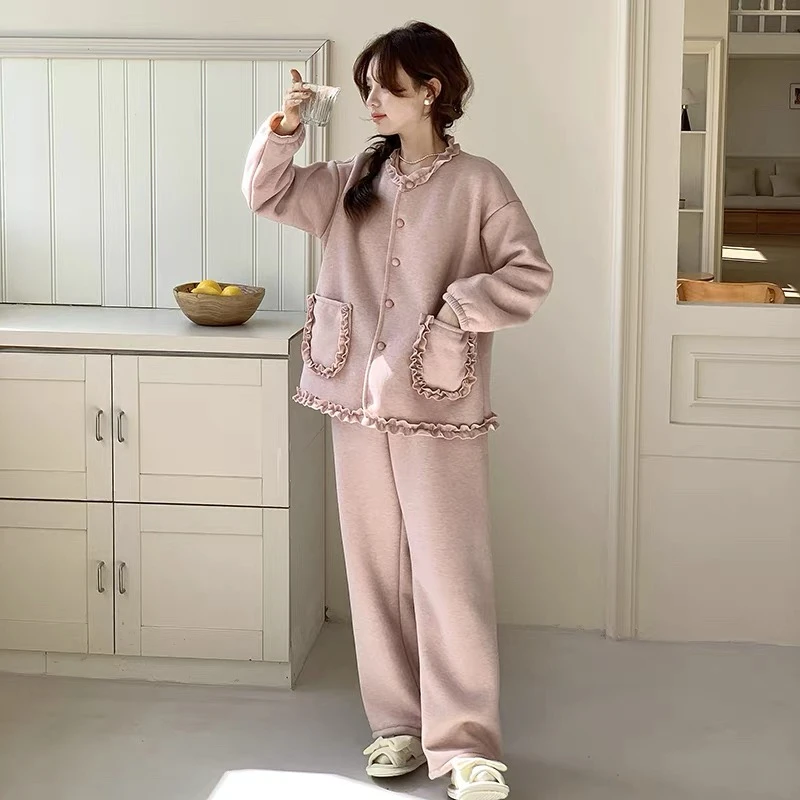 【6️⃣号】2025新款睡衣女秋冬爆款带胸垫粉色精致开衫厚款可外穿