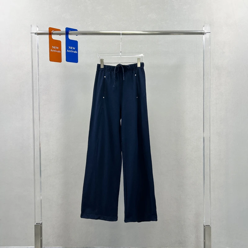 欧货极简风休闲直筒阔腿裤女百搭宽松洋气高腰抽绳可束腿卫裤9059