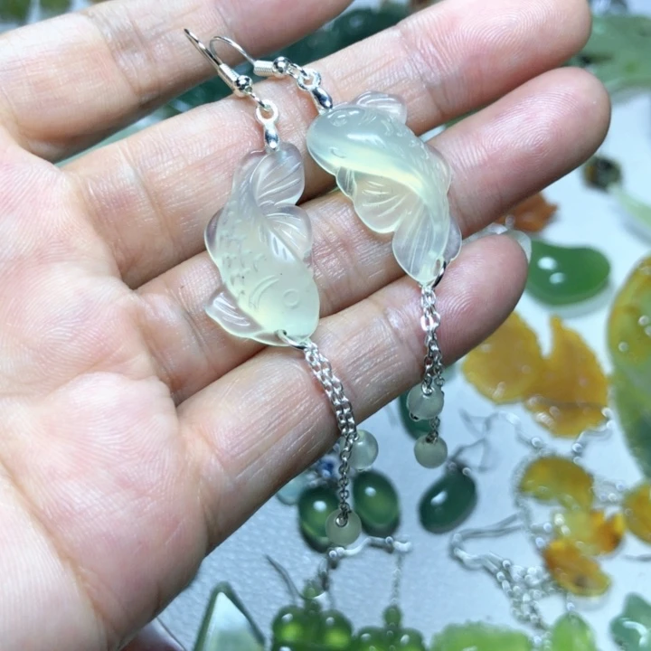 【闪购商品】蛇纹石玉耳环未镶嵌