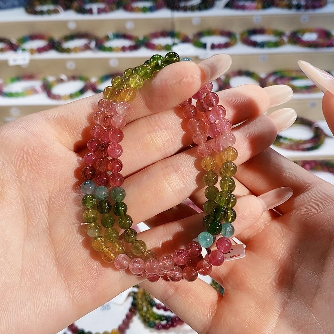 碧玺手链未镶嵌G2054三圈颜色微差