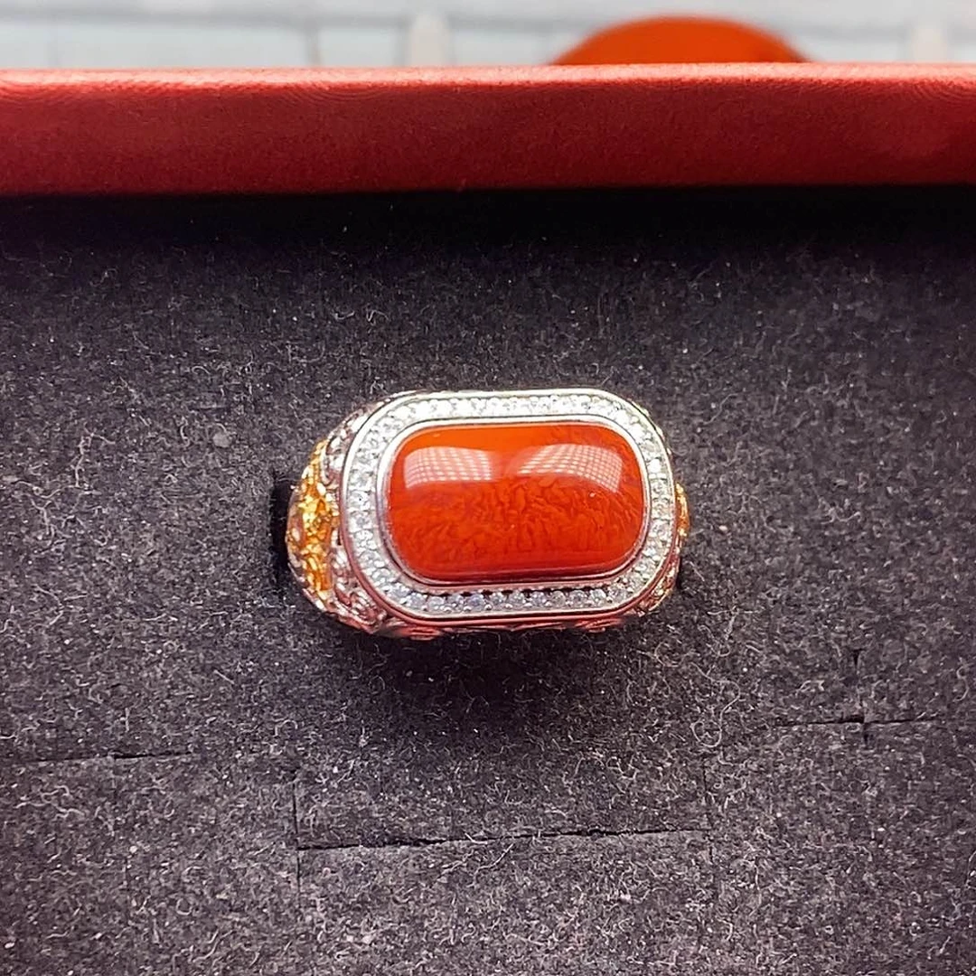 迷***的南红玛瑙银S925镶嵌戒指