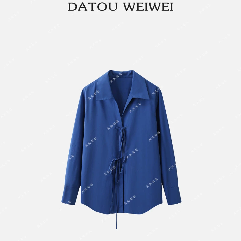 【DTWW大头韦韦】莱赛尔天丝绑带翻领衬衫885654