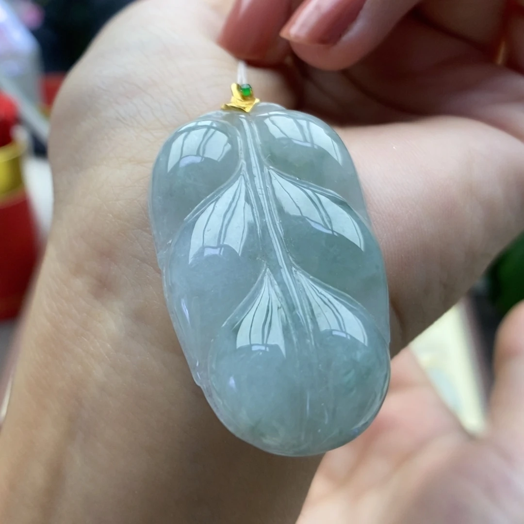 翡翠18K金镶嵌颈饰吊坠7