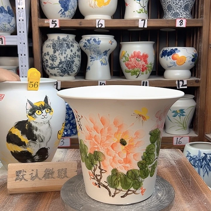 陶斗笠师傅牡丹陶瓷