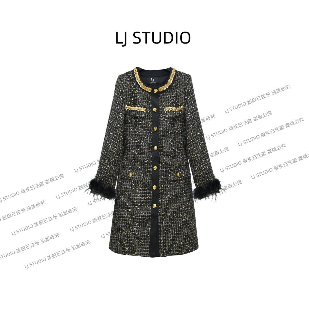 秀秀[[早秋小香连衣裙新款时尚女士长裙高定成衣LJ0148