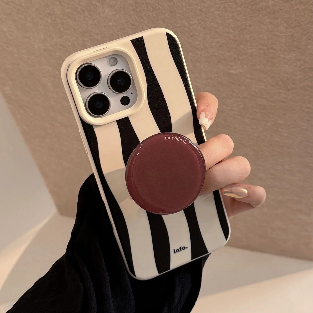 斑马条纹iphone17手机壳苹果14复古支架16promax适用13防摔12高级