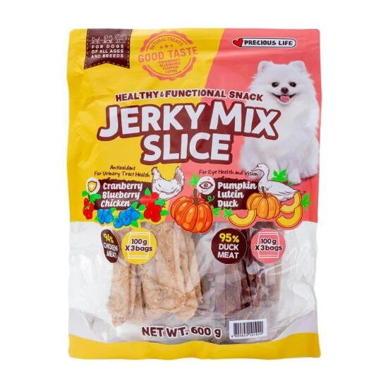 PRECIOUS LIFE宠物零食（犬类适用）鸡肉蔓越莓蓝莓和鸭肉南瓜肉干 600g