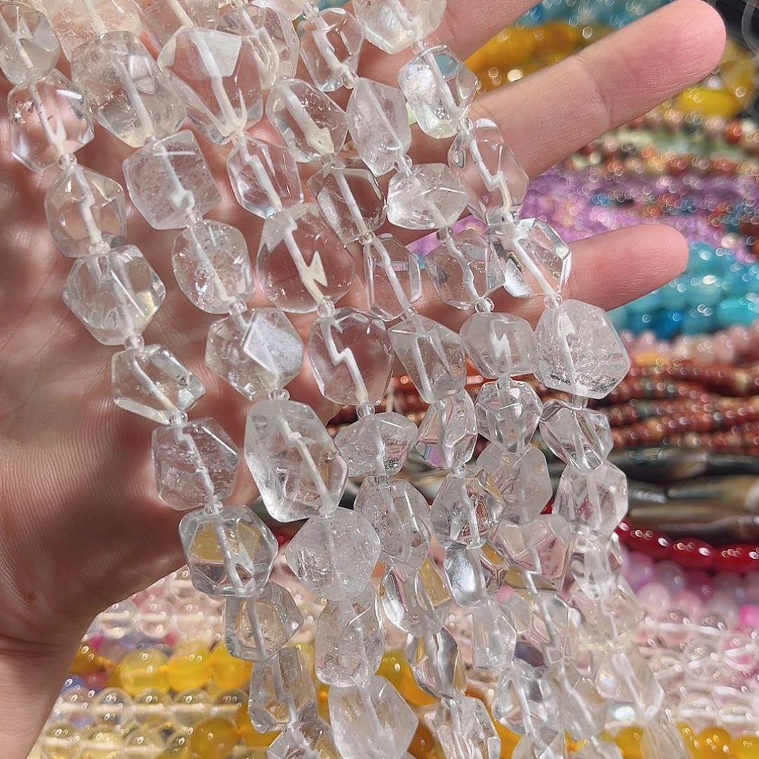 玛瑙/玉髓合金珠宝半成品白水晶万切一条