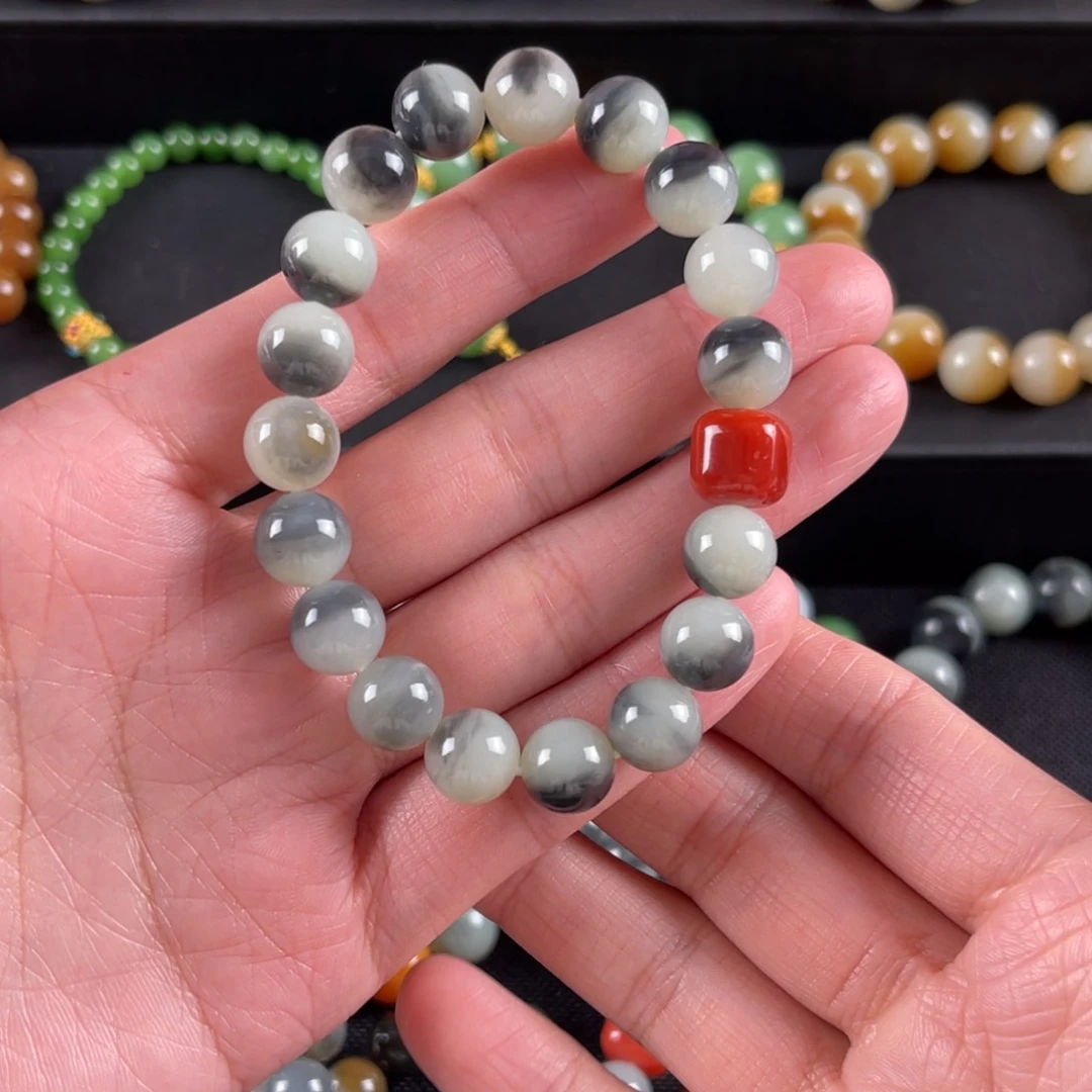 和田玉手串未镶嵌喂***门卡10