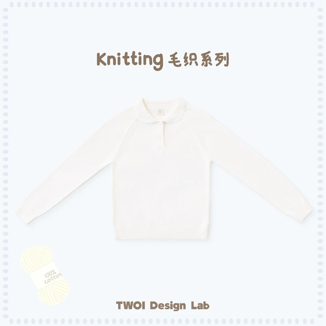 TWOI Design Lab "奶钱·Knitting毛织系列"「花边小圆领polo长袖」