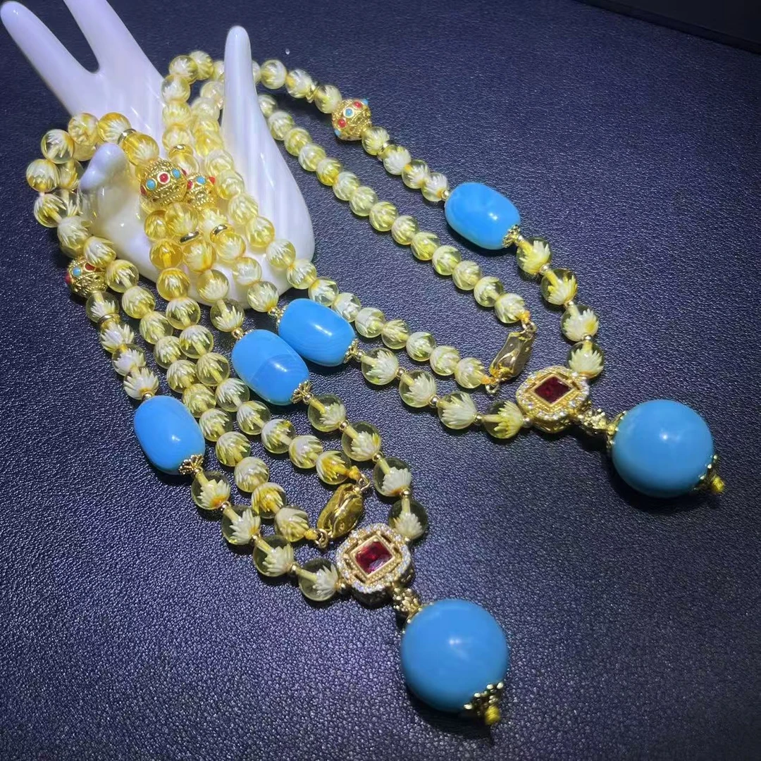 面面来财珠宝M2868卡7+/多宝琥珀金珀步步金莲项链-多样性发其一