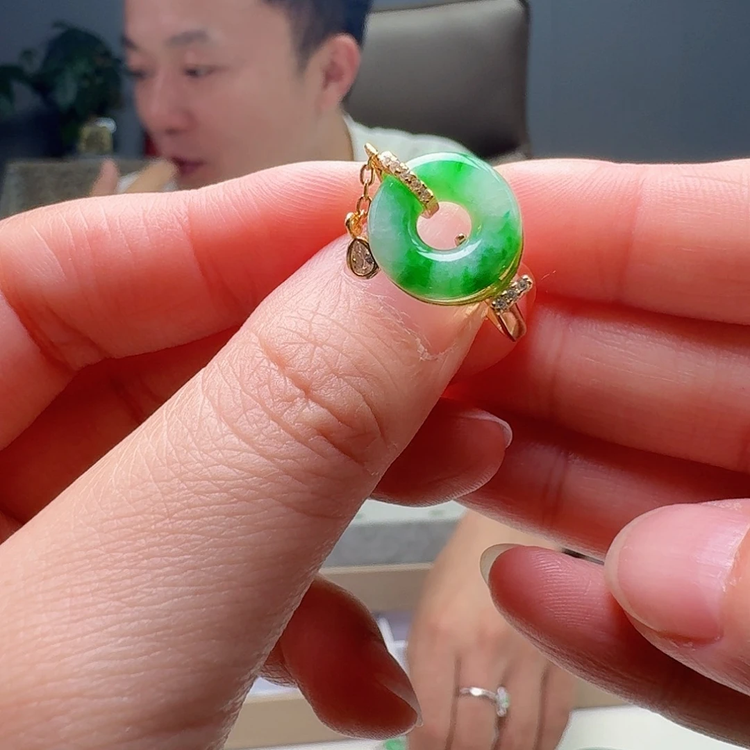 翡翠戒指银S925镶嵌天然