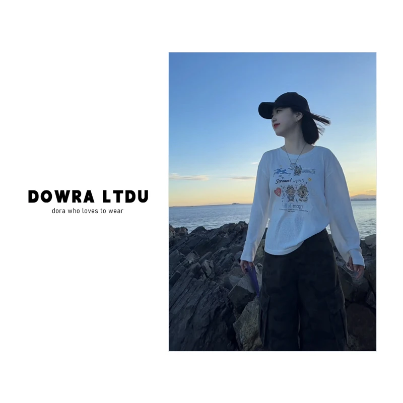 朵拉【搞怪拉布布】2025年秋季新款圆领卡通长袖百搭T恤女016-6616