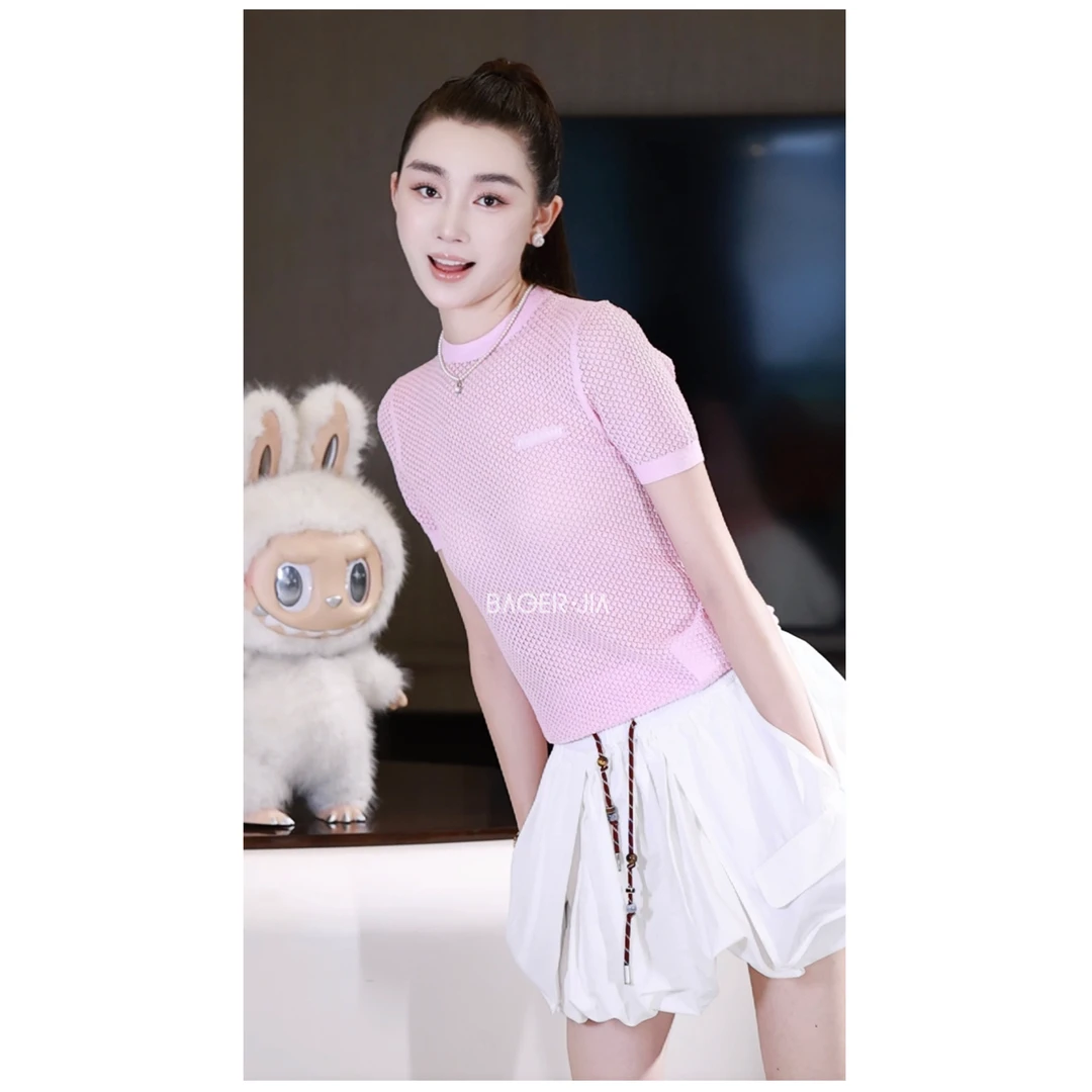 1-宝儿家含幂BV82325205夏季新款穿搭呼吸感透气百搭气质圆领上衣