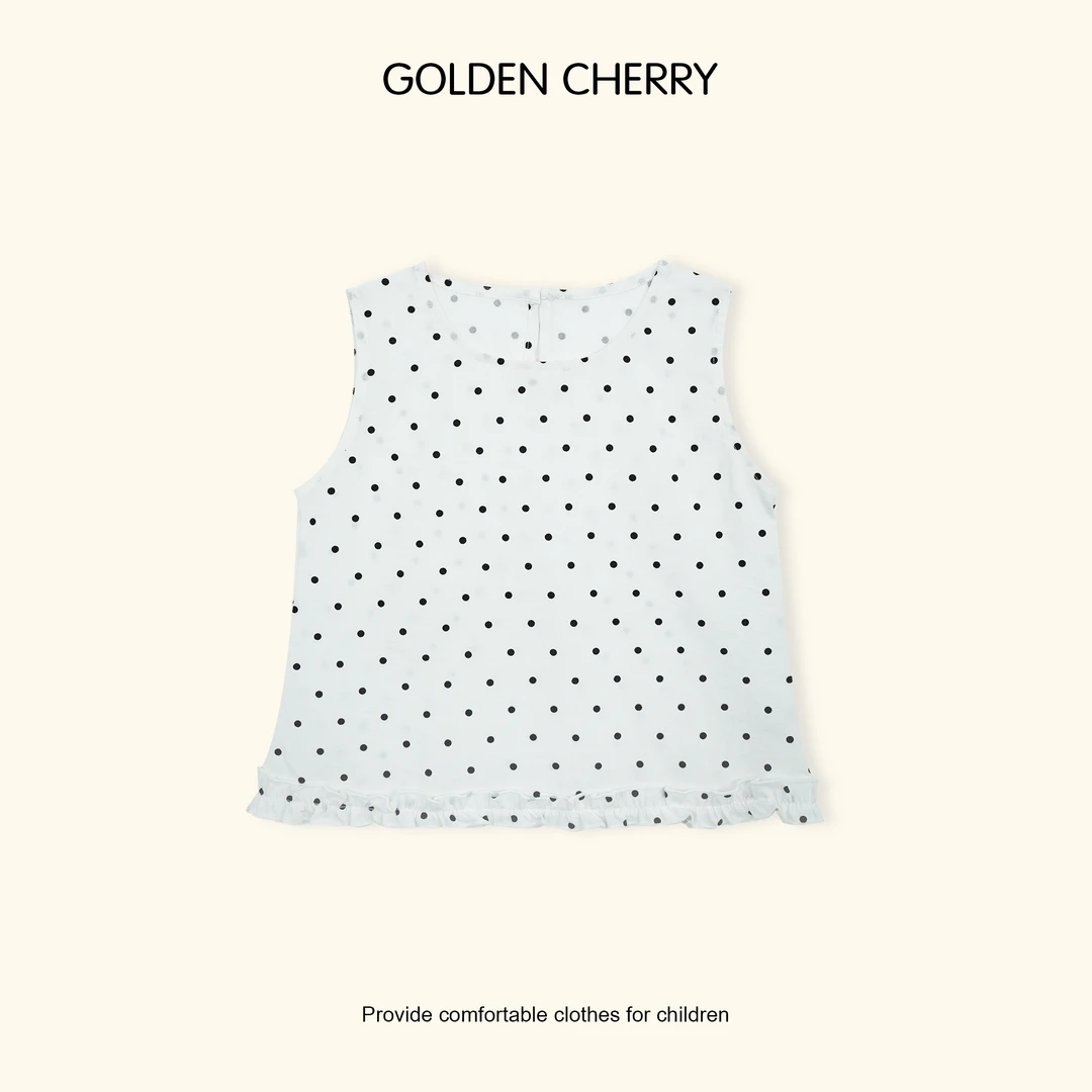 【金樱桃Golden cherry】小童白色波点百搭休闲娃娃衫QDD315