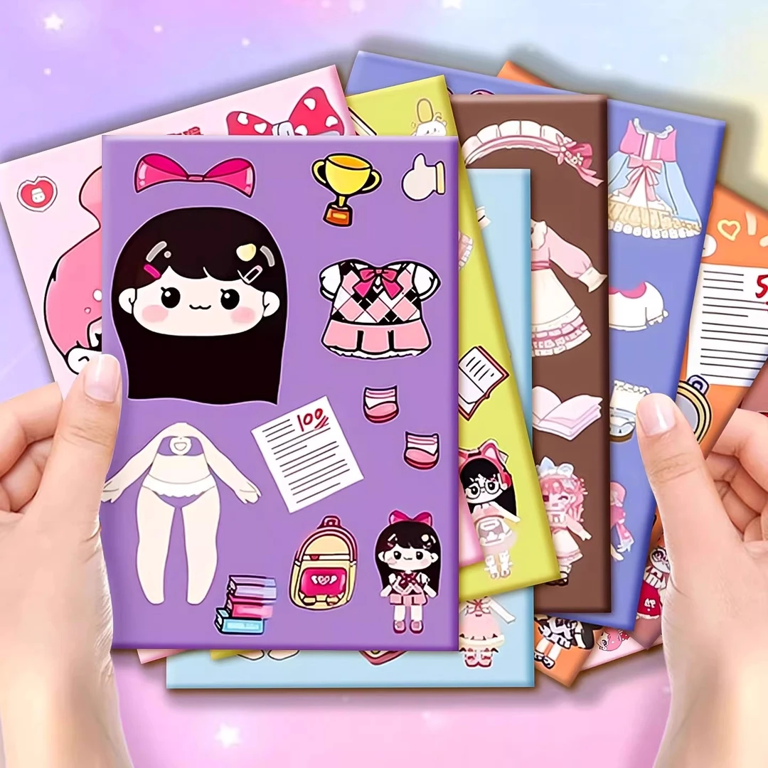24张学霸学渣换装贴纸书儿童益智玩具贴画装饰diy贴手帐素材贴纸