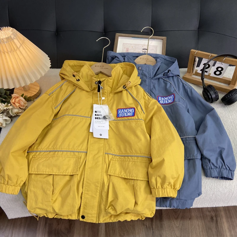 佑妈家童装 男女童秋款上衣 儿童双层连帽款中大童棉布外套