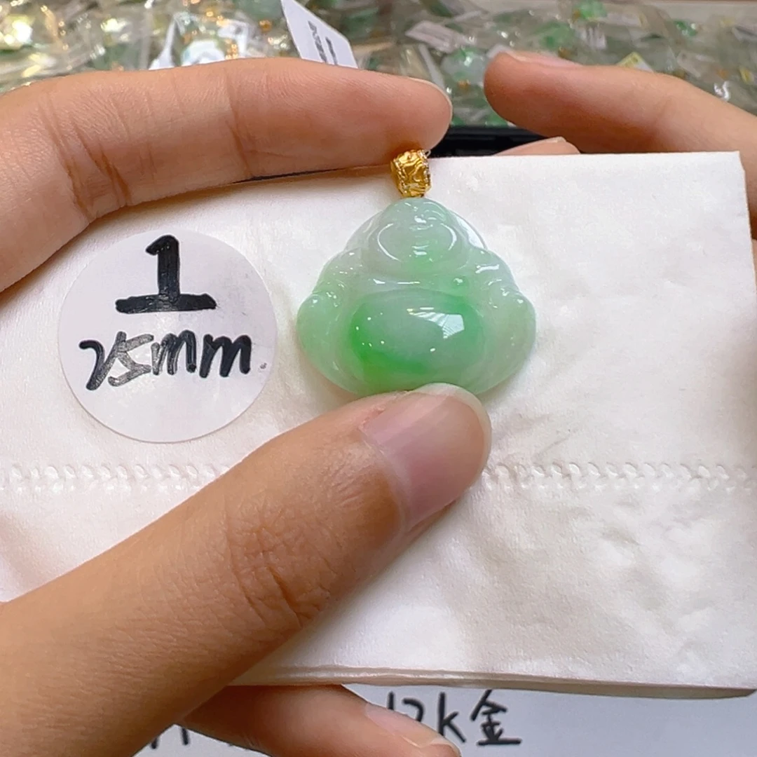 吊坠(不含链)18K金镶嵌翡翠