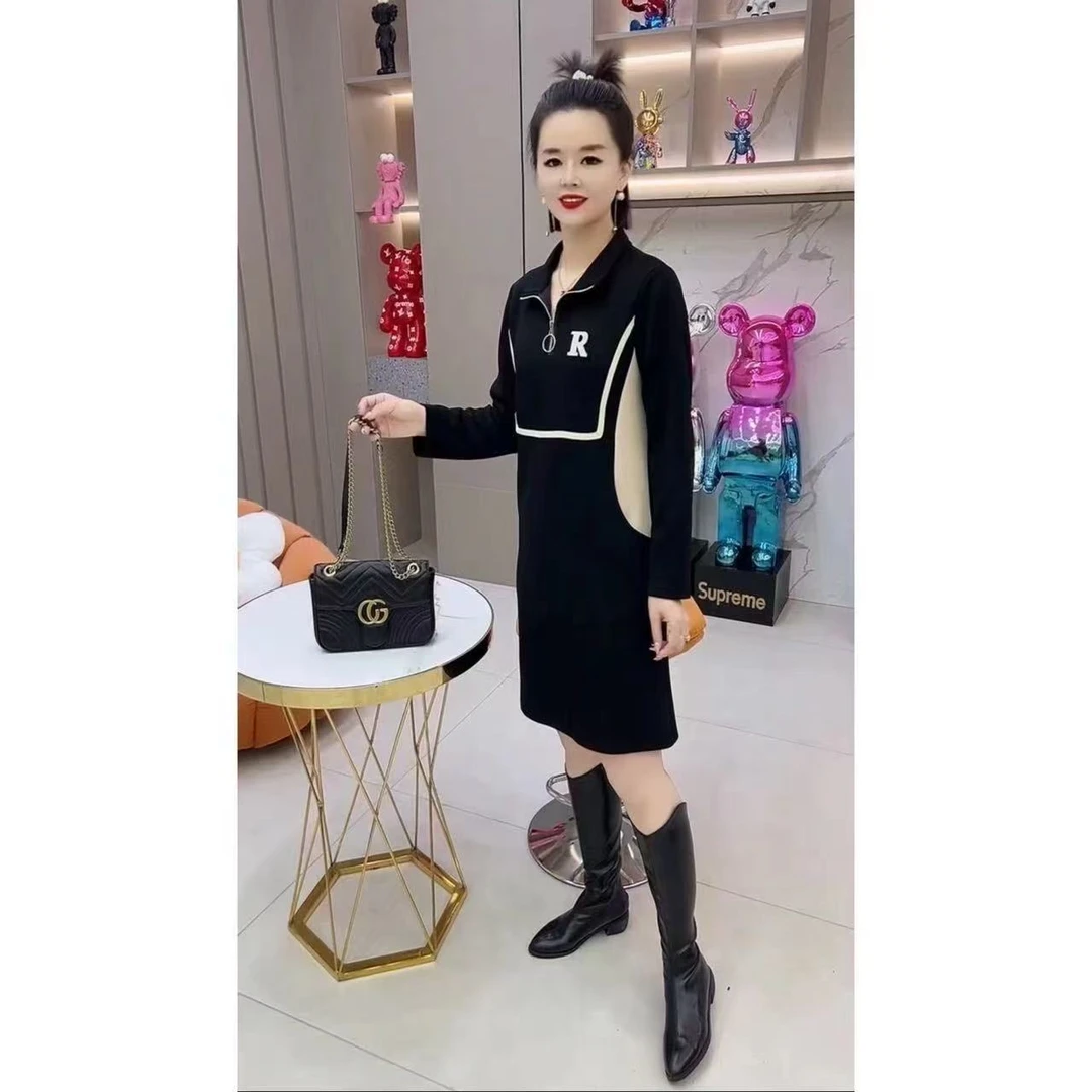 【春季新款】时尚百搭气质显瘦字母连衣裙