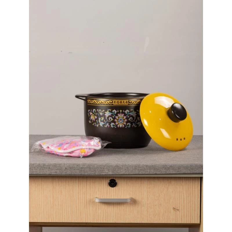 文韵陶瓷景德镇珐琅彩砂锅带手套 4.4升-30天试用，3年质保