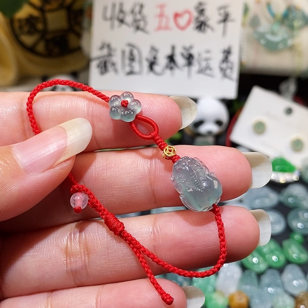 翡翠未镶嵌颈饰貔貅红绳15