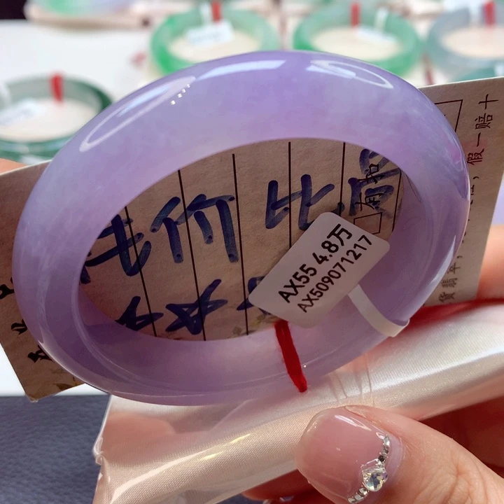 未镶嵌手镯翡翠上新满紫42号正圈77