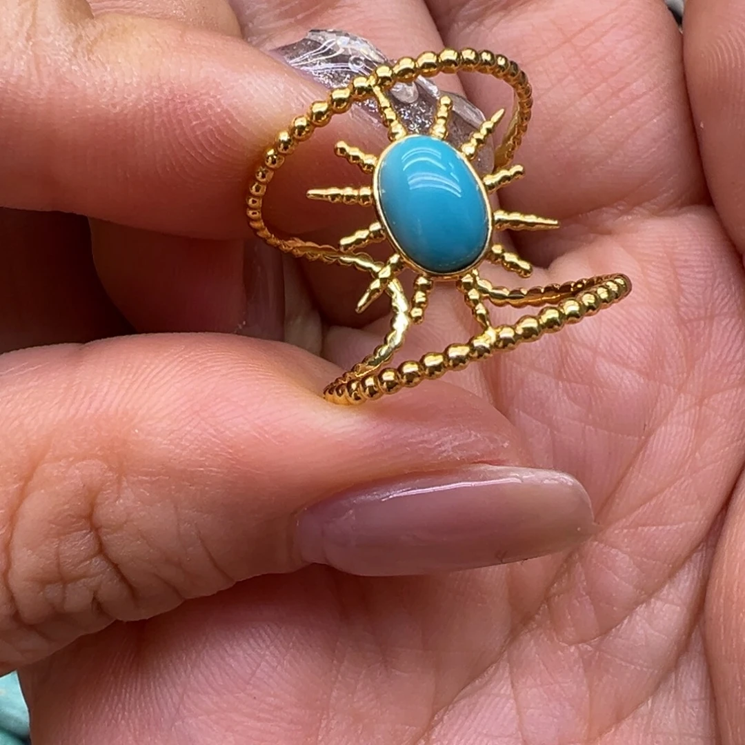 绿松石18K金镶嵌配件戒指