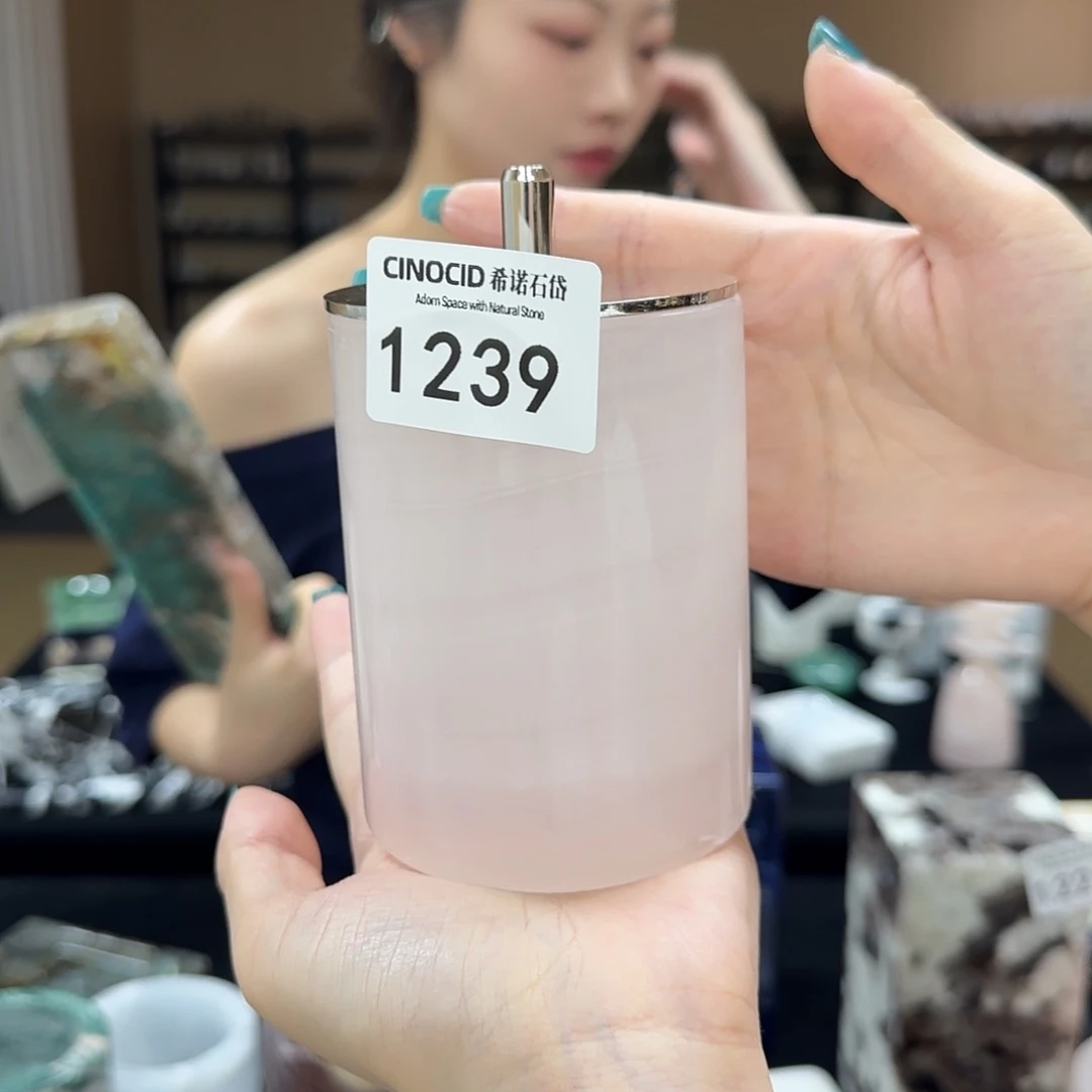 石材P***71239粉玉棉签罐