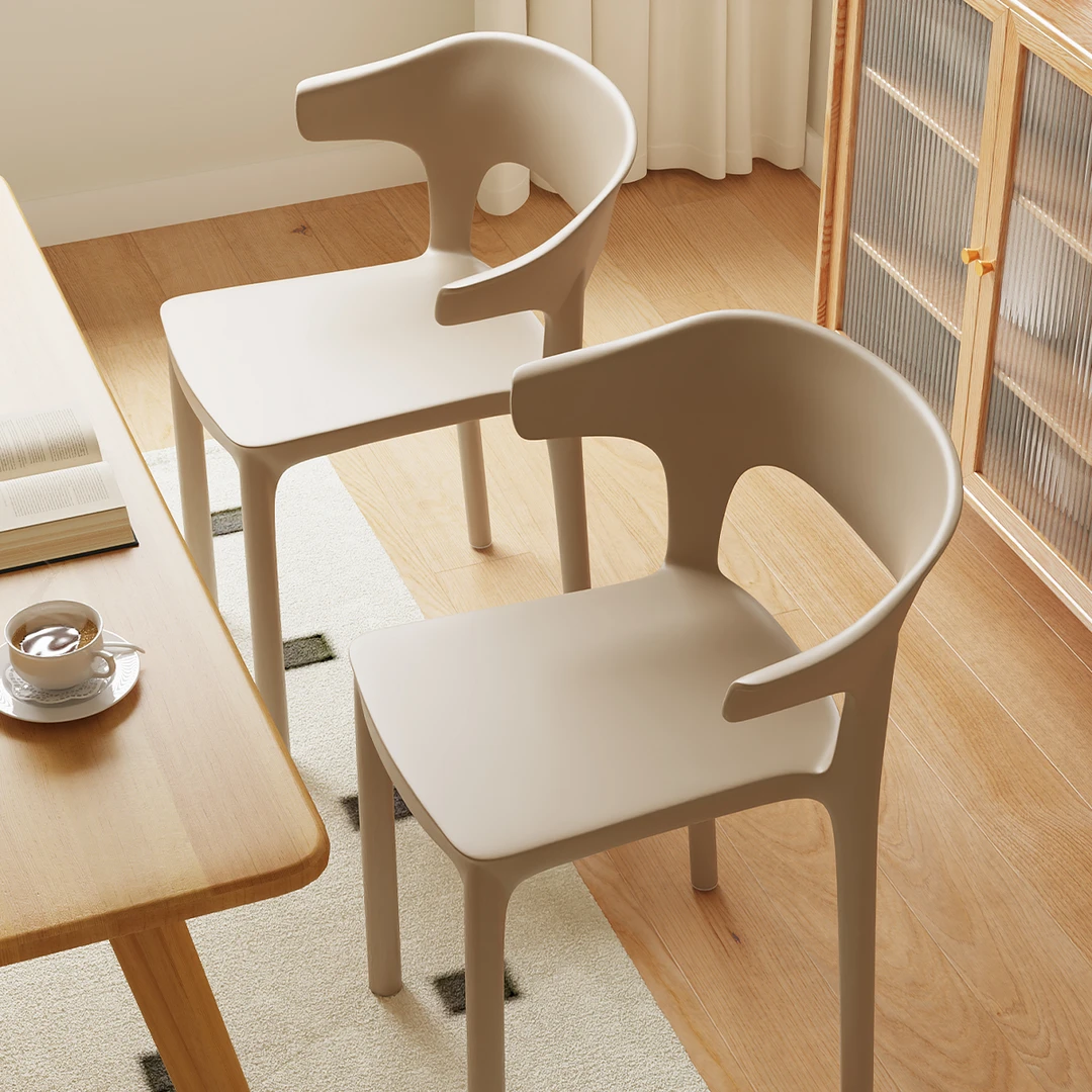 现代餐椅简约家用餐桌塑料椅子小户型靠背凳子咖啡厅可叠放扶手椅