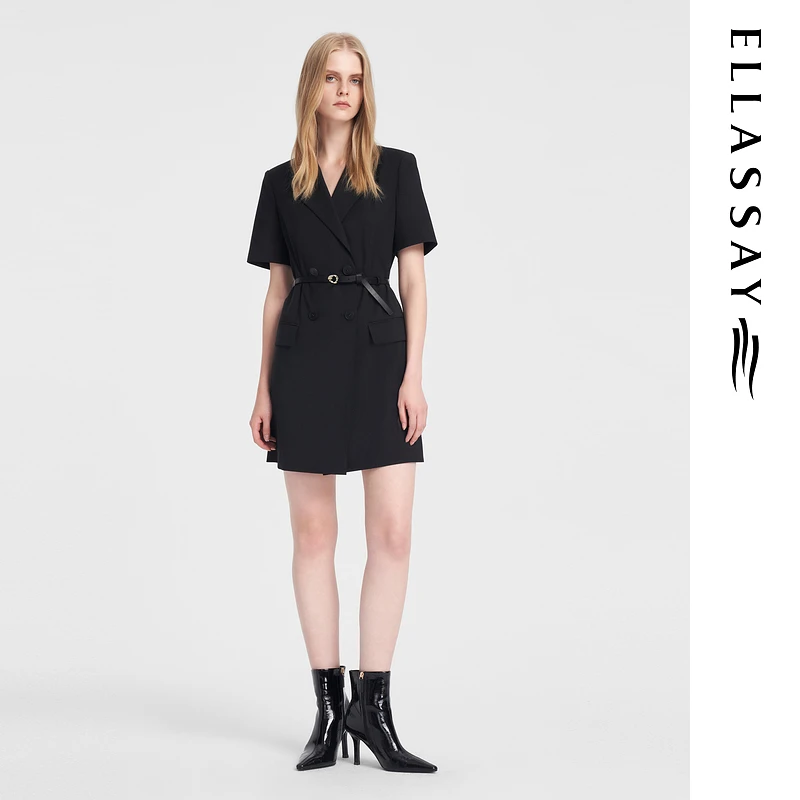 ELLASSAY歌力思2025夏季新款高腰西装连衣裙女EWB352Y01300