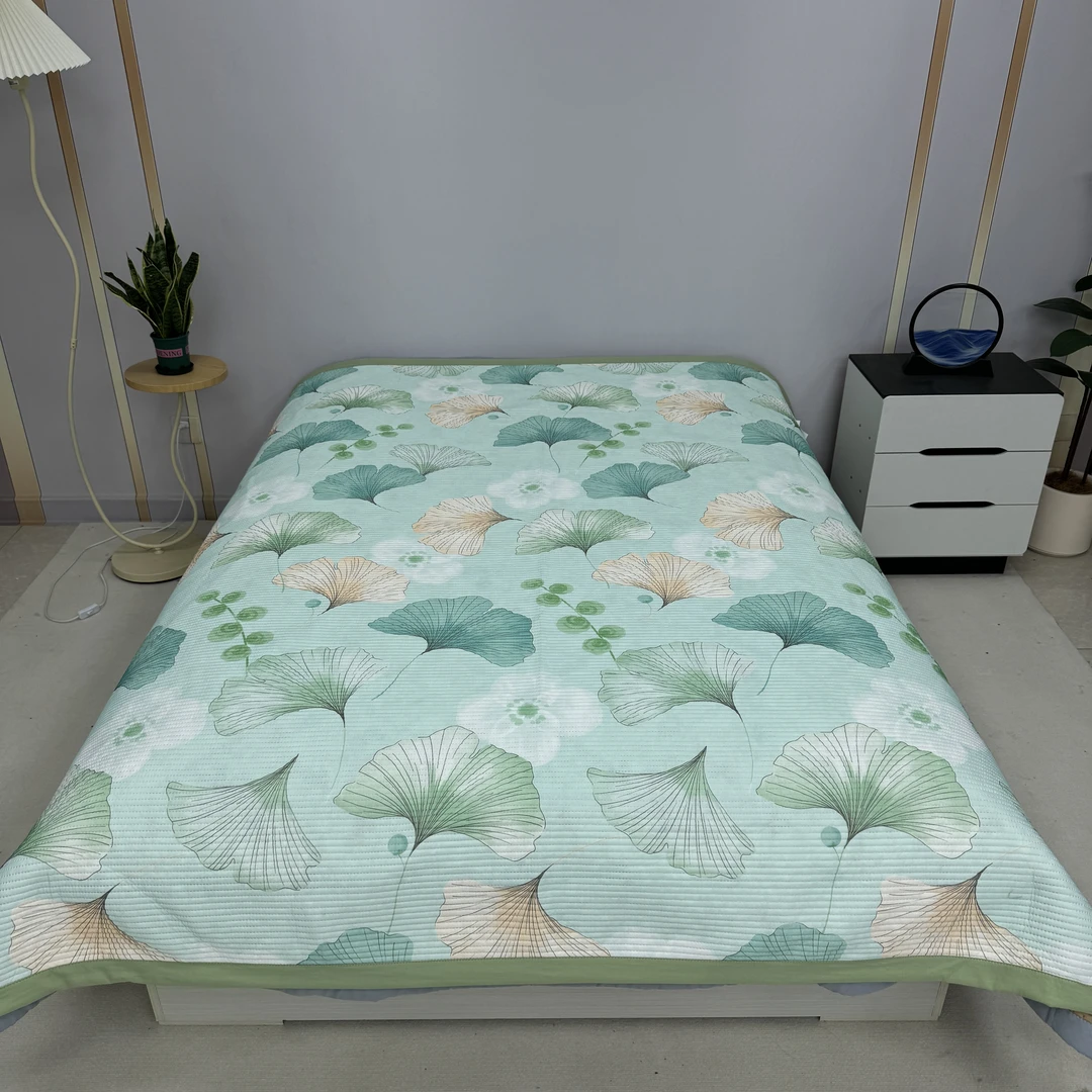 清新银杏叶200*230cm±5cm凉席夏季天丝凉感床盖加厚软席子可水洗