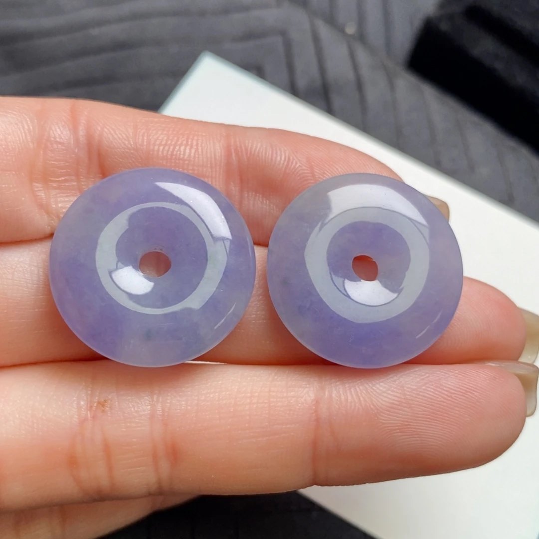 翡翠未镶嵌耳饰紫平安扣