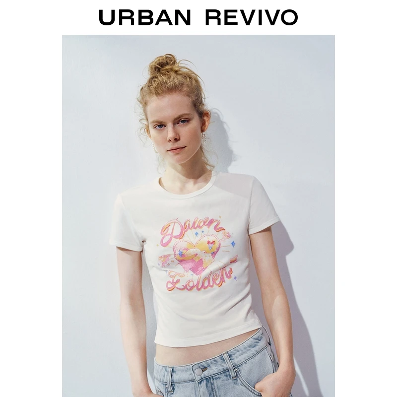 UR2025秋季新款女装时尚休闲撞色印花圆领短袖T恤UYL450169