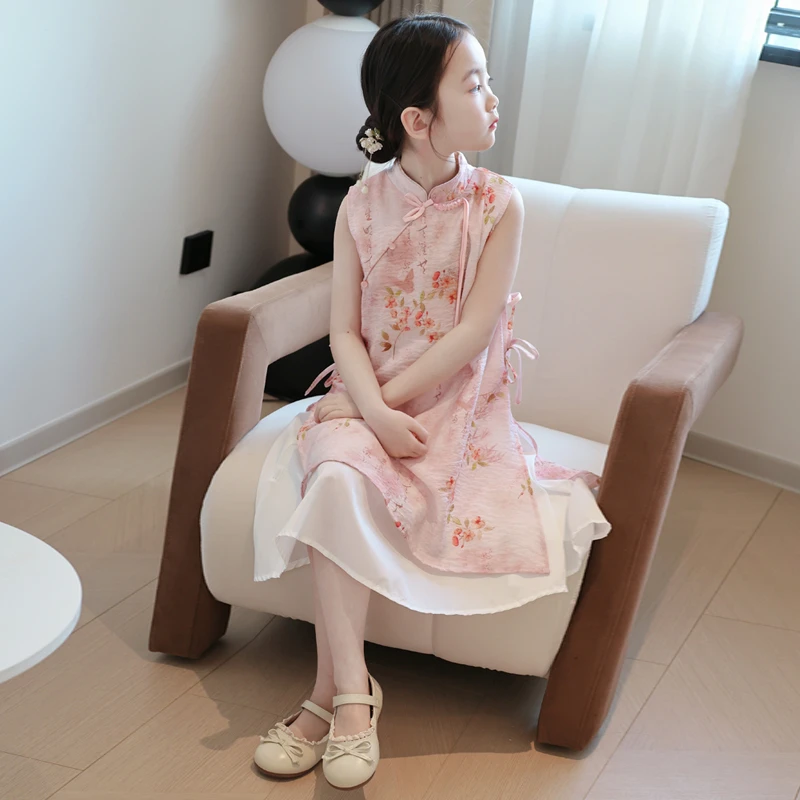 女童旗袍裙连衣裙中国风新中式儿童夏季改良公主裙古筝演出服裙子