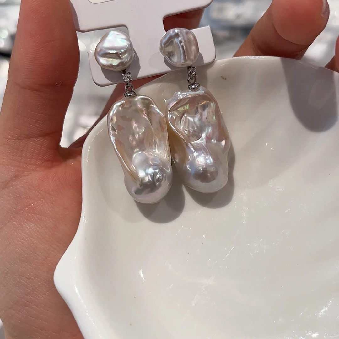 合金淡水珍珠耳饰