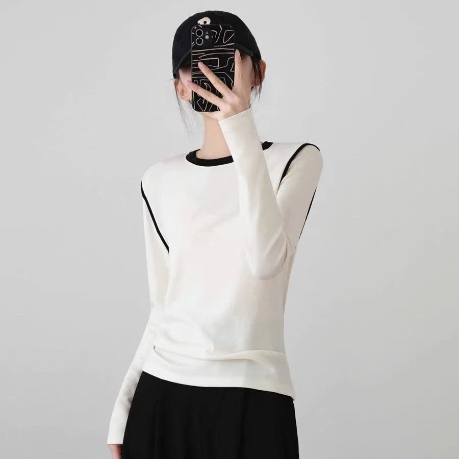 2344冬季新款拼色领圆领长袖