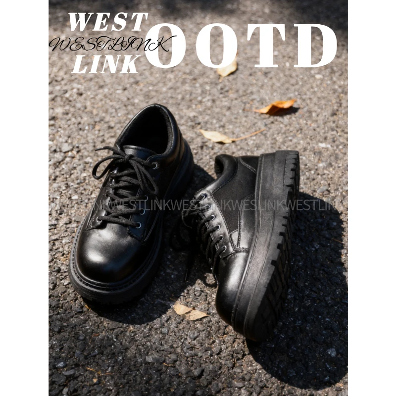 Westlink/西遇【抖音双11】冬季英伦风休闲皮鞋流光德比鞋学生百搭