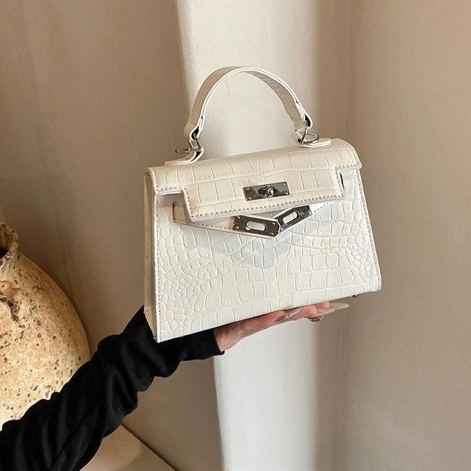 2025新款鳄鱼纹凯莉手提高级小号百搭单肩斜跨网红时尚女包3001