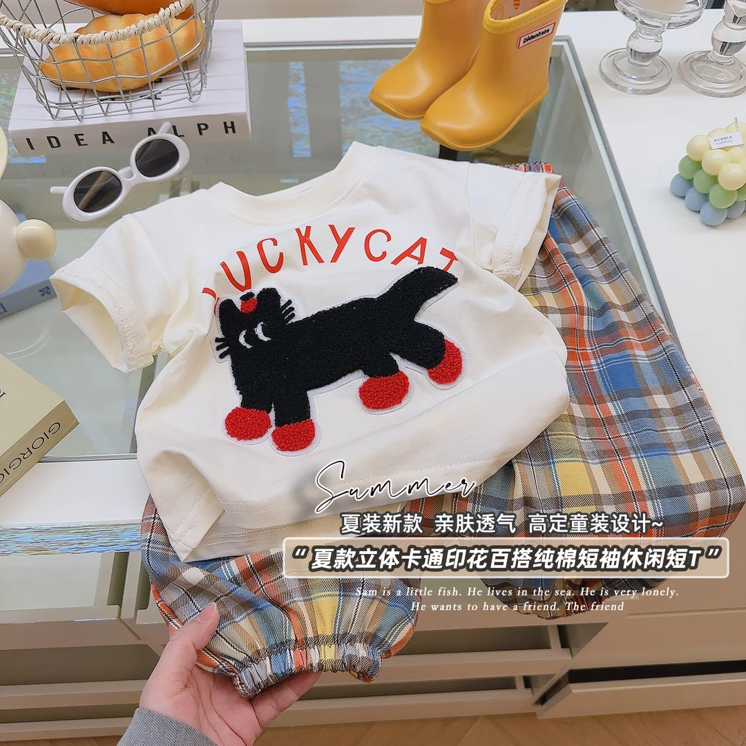 【立体玩偶】儿童短袖T恤亲子短袖夏装新款宽松卡通上衣洋气打底衫