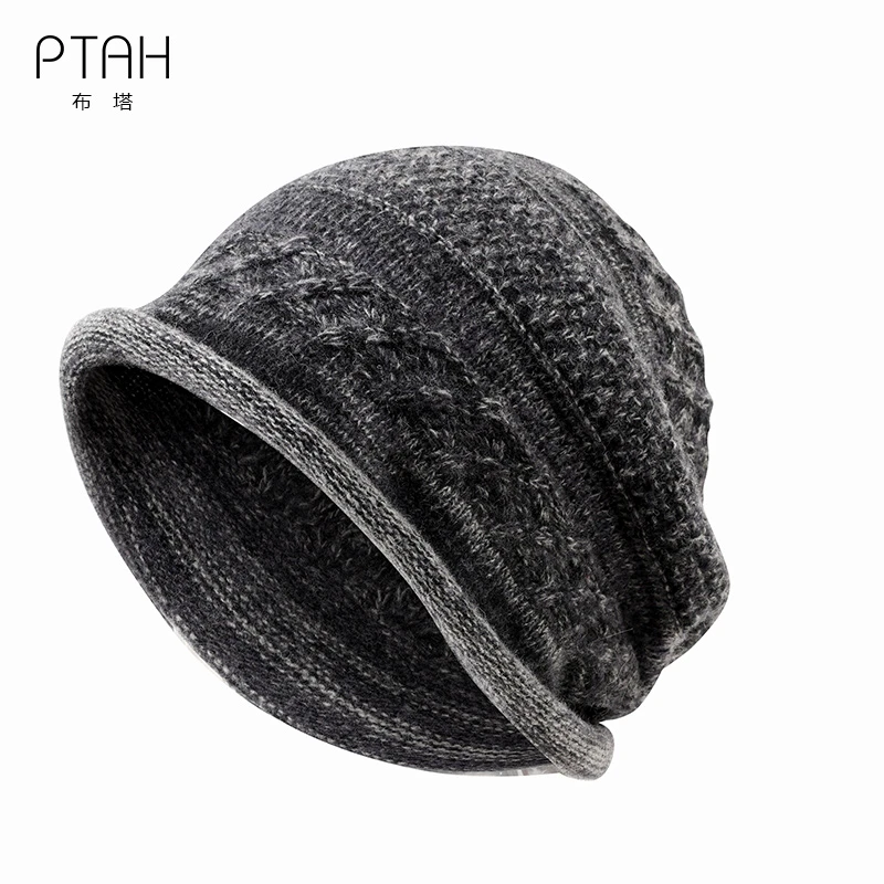 布塔韩版男女同款渔夫帽子羊毛呢大头围显脸小帽子盆帽PT8033