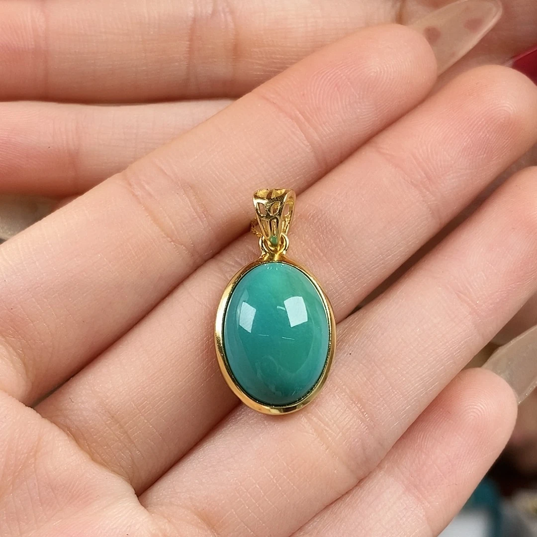 绿松石银S925镀金镶嵌珠宝奇石