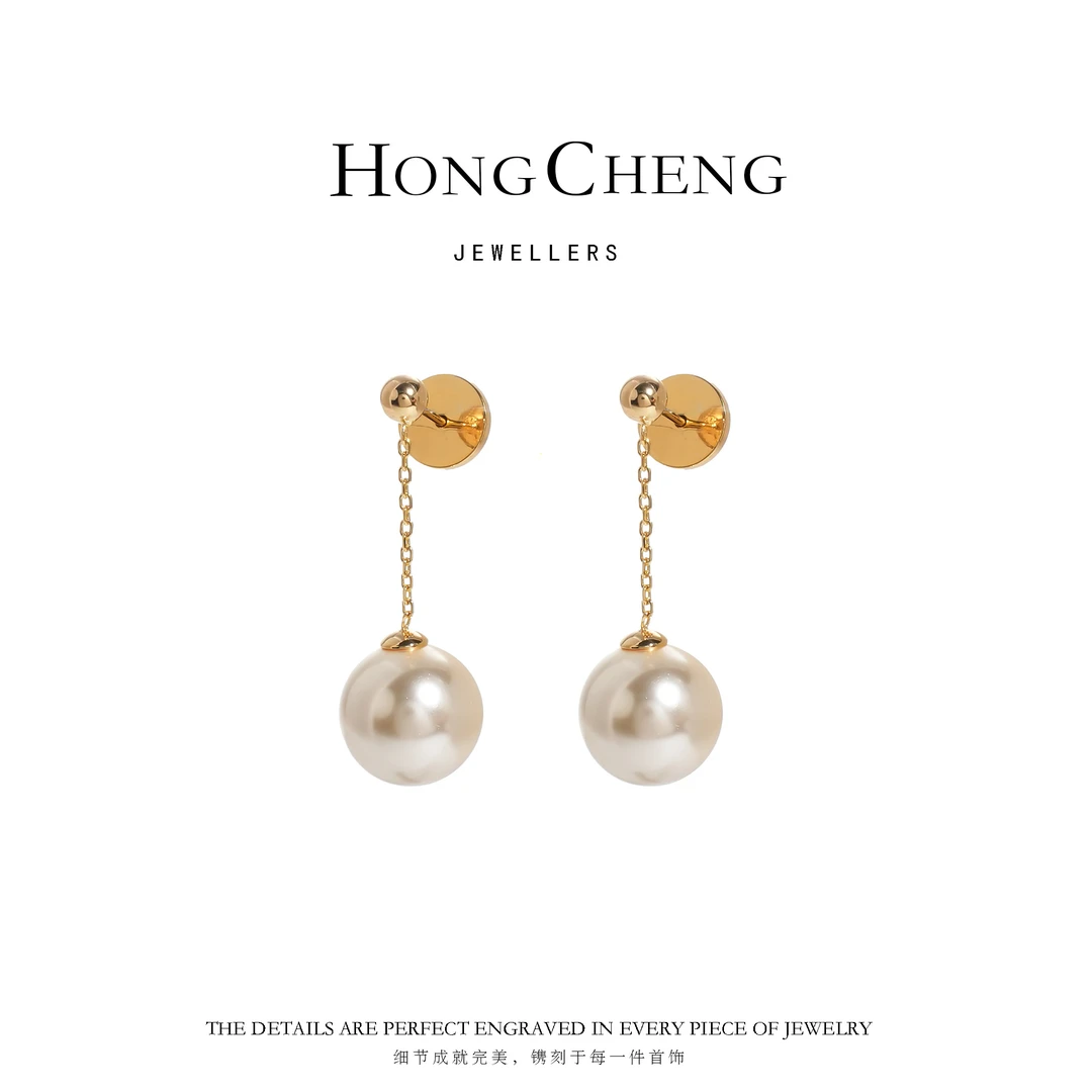 铜合金仿珍珠耳饰 暖光珠吊坠耳线流苏精致耳环NL9452-55