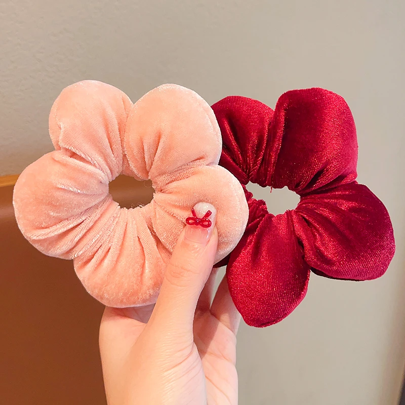 丝绒花朵大肠发圈儿童简约头绳高弹力宝宝丸子头发绳新款发饰