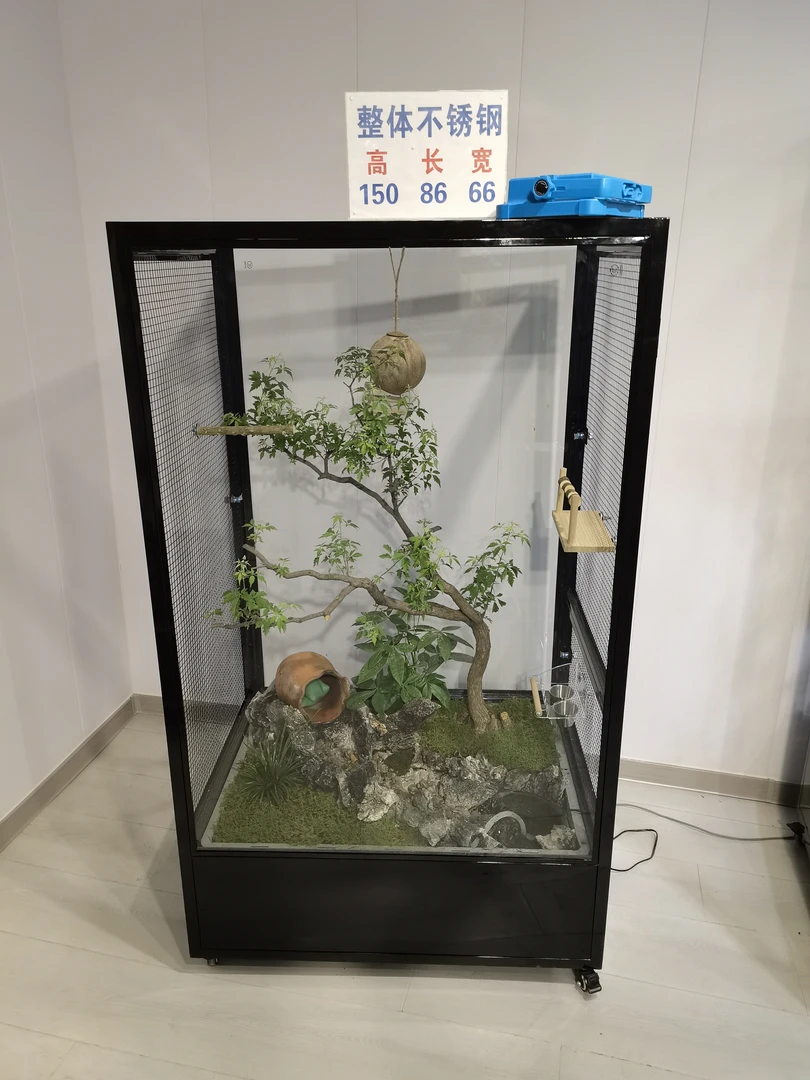 大号不锈钢生态鸟笼室内景观造景含流水150*86*66