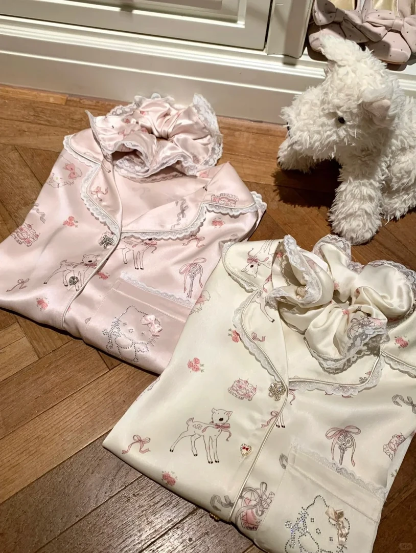 甜美少女卡通Kitty猫冰丝短袖睡衣女夏季新款短裤套装大码家居服