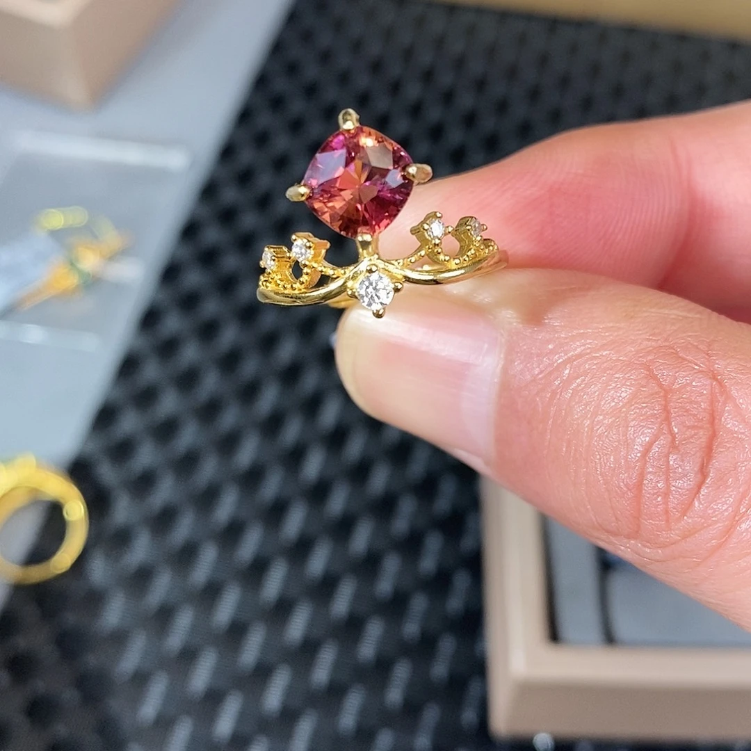 戒指银S925镶嵌碧玺