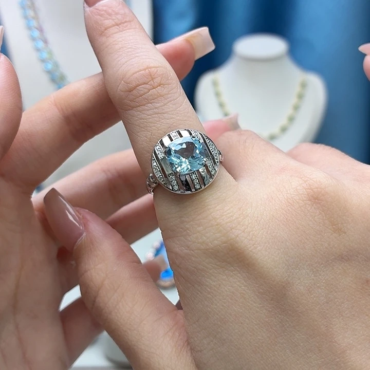 托帕石戒指银S925镶嵌
