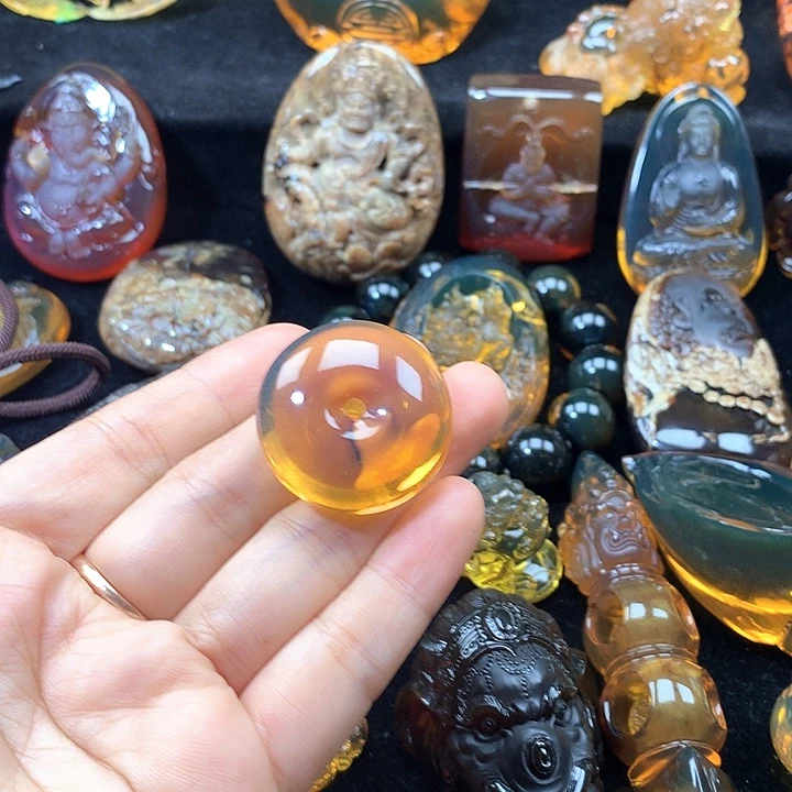 k***～琥珀未镶嵌手串蓝珀平安扣吊坠