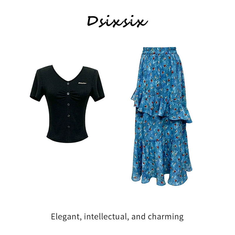 Yeah Me-【卡普里兰】春夏新款小众设计感法式高腰碎花连衣裙套装