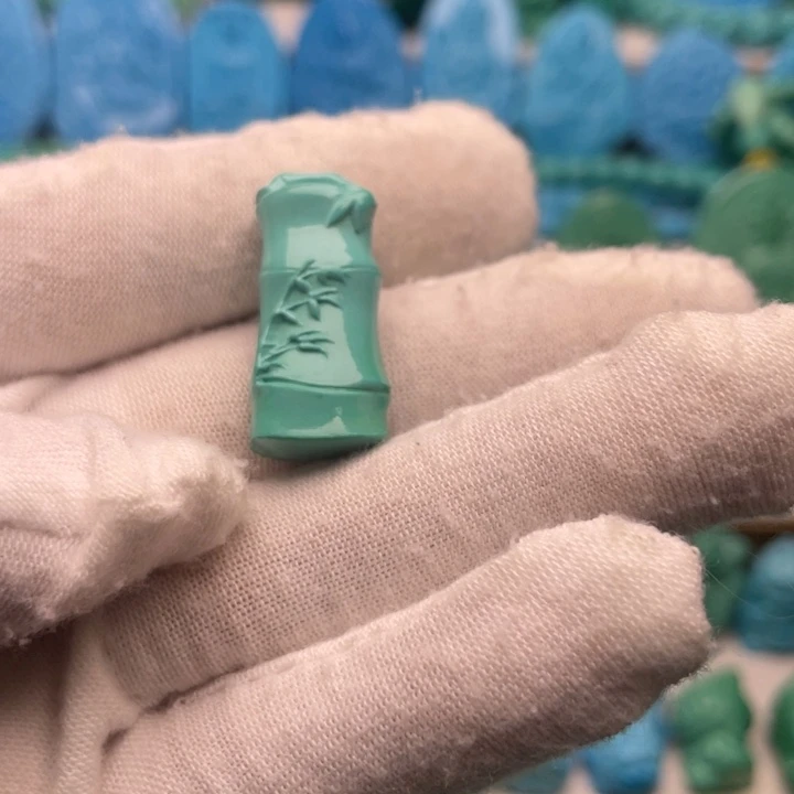 石材秦古绿节节高挂件配饰